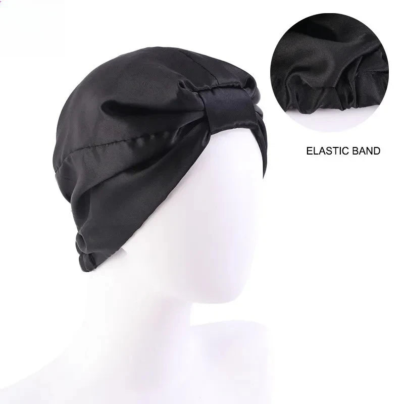 Double Layer Satin Sleep Bonnet for Women Adjustable Hair Protector for Curly/Natural Hair Chemo Cap Nursing Night Cap Wide Band