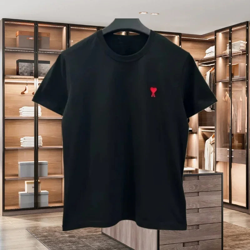 New Eye-catching Pure Cotton Short-sleeved T-shirt High-quality New Summer Fashionable and Versatile for Both Men and Women Top