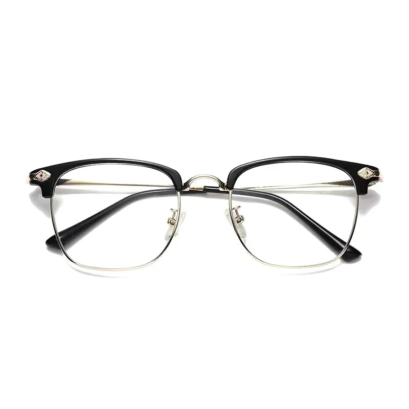 New Fashion Metal Half-frame Reading Glasses Men Women Eye Protection Anti-Blue Light Goggles High-End Business Eyeglasses