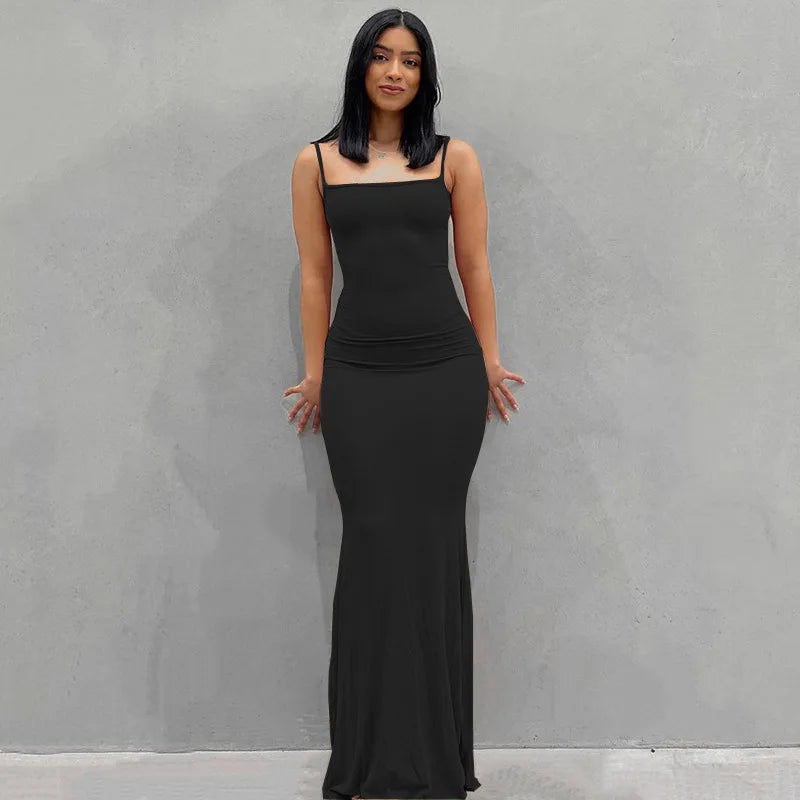 Dresses 2025 Woman Fashion New Summer Solid Colour Sexy Slim Camisole Skirts