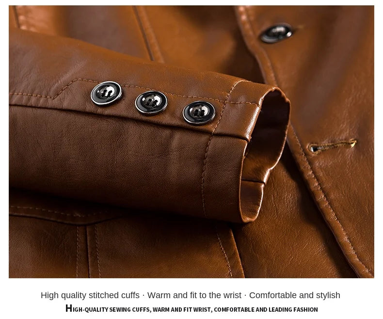 Spring and Autumn new suit leather jacket men's zipper business interior windproof, fashionable, warm, versatile, personalized a