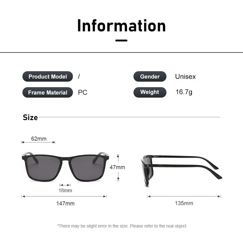 Outdoor Driving Sunglasses Popular Square Large Frame Sun Glasses Classic Polarized Glasses Men Women Fishing Glasses