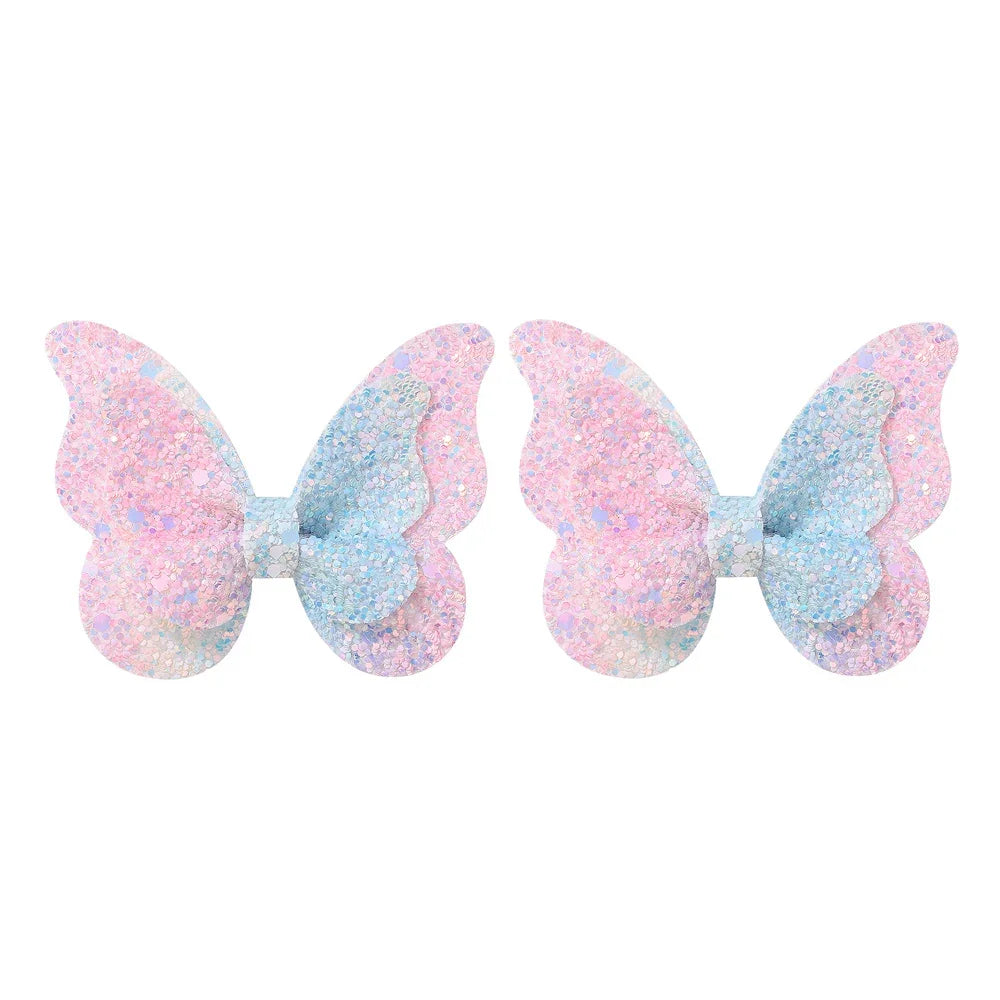 2/4/5Pcs Women Girl Glitter Butterfly Hair Clip for Children Sequins Bow Hairpins Cute Headwear Trendy Hairgrip Hair Accessories