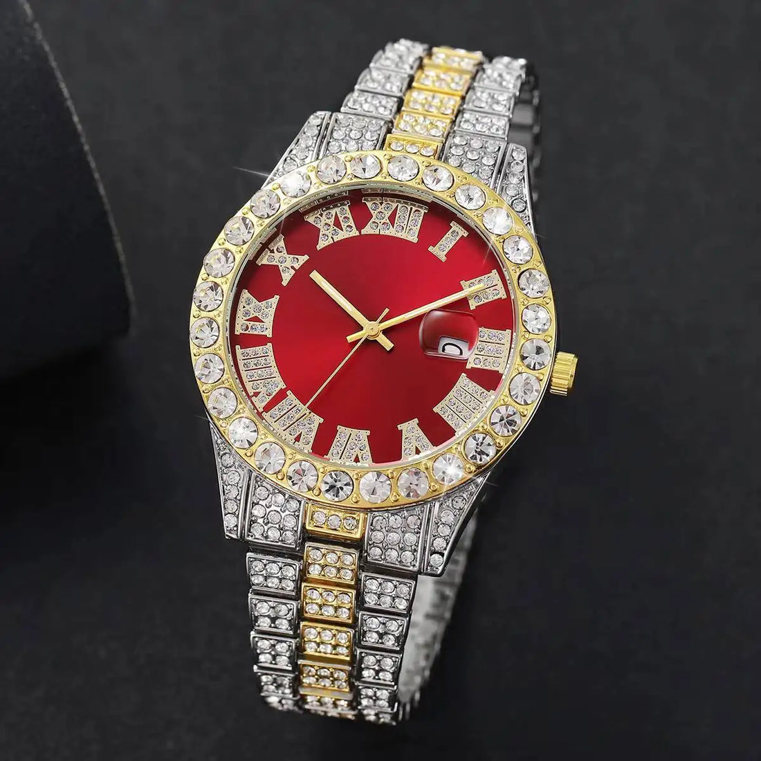 Luxury Full Diamond Men Watches Fashion Stainless Steel Strap Male Quartz Wristwatches Date Calendar Watch Reloj Hombre