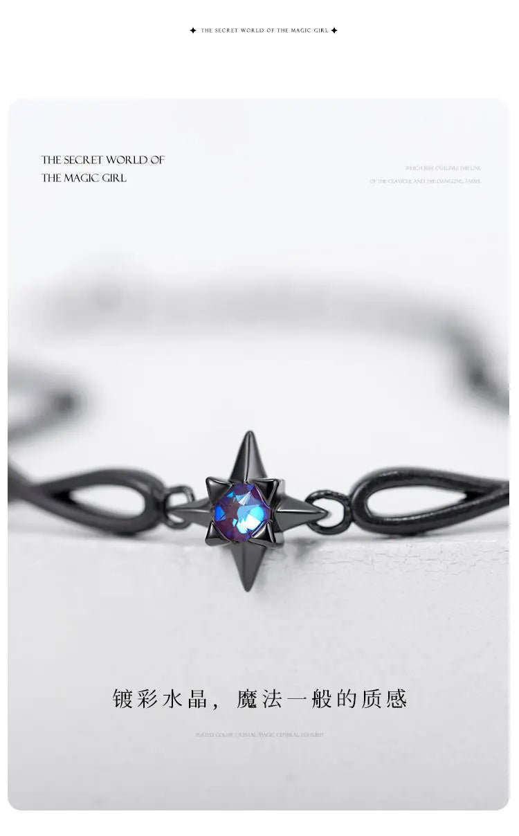 Delicate Shiny Zircon Star Bracelet for Women Simple Gothic Dark Angel Wings Trend Jewelry Girls Gift