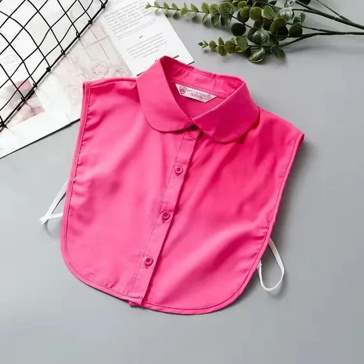 1Pcs Women Solid Color Shirt Cotton Lace Collars White & Black Blouse Spring Summer Vintage Detachable Clothes Shirt