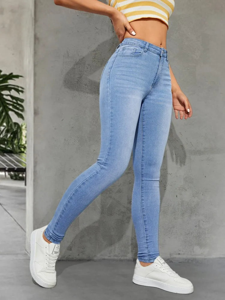 Blue all season fashionable tight jeans