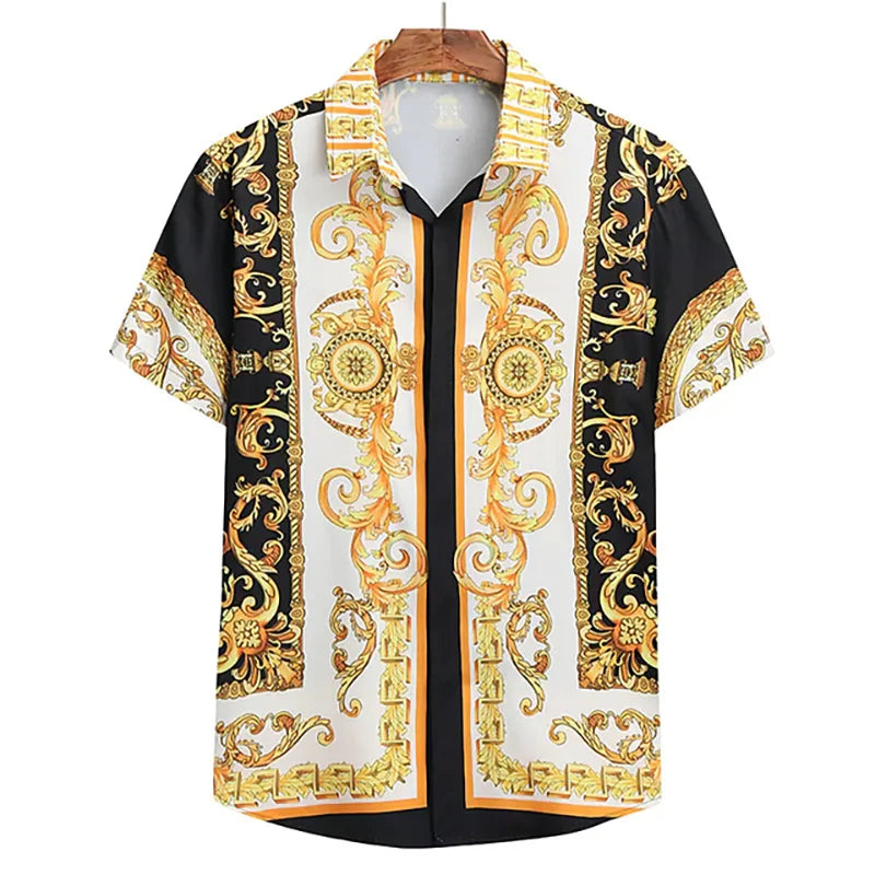 Luxury men's short sleeve button down shirt royal men's tops shirt soft silk top men's shirt 2025 hot sale royal shirt