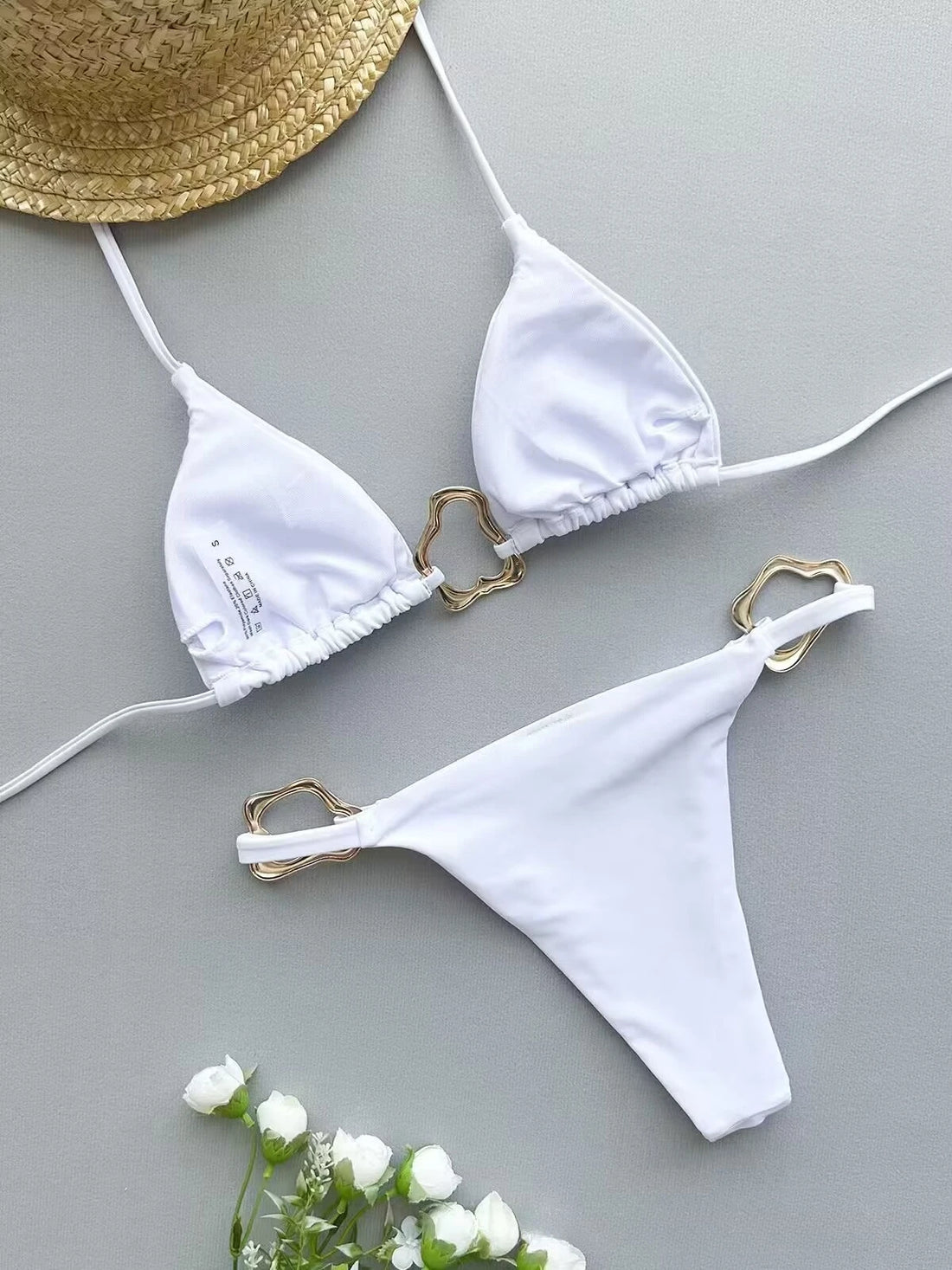 New Sexy Bikini Solid Color Lace-up Split Two-piece Swimsuit for Women