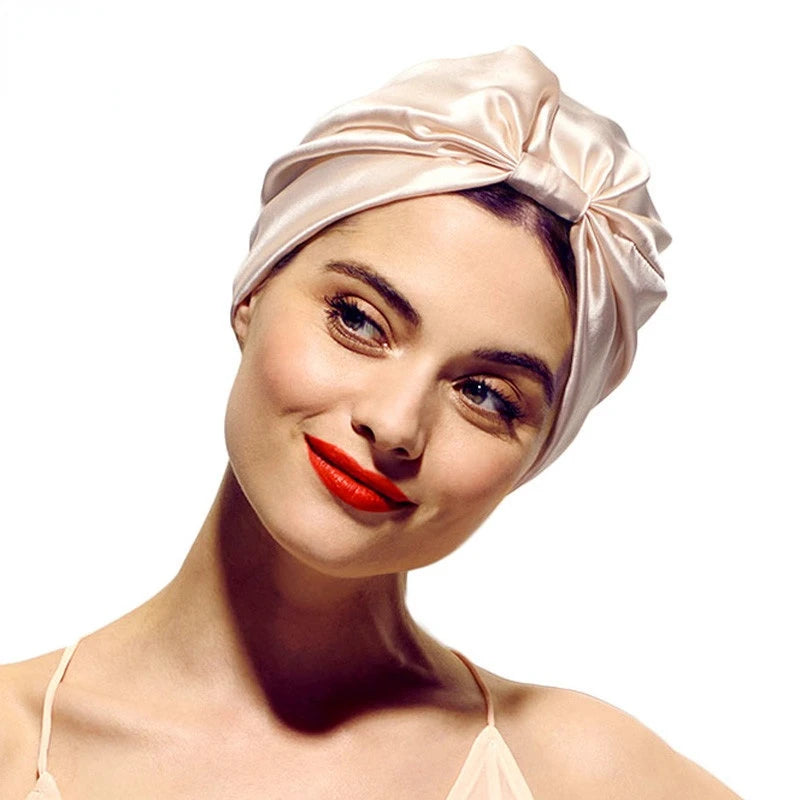 Double Layer Satin Sleep Bonnet for Women Adjustable Hair Protector for Curly/Natural Hair Chemo Cap Nursing Night Cap Wide Band