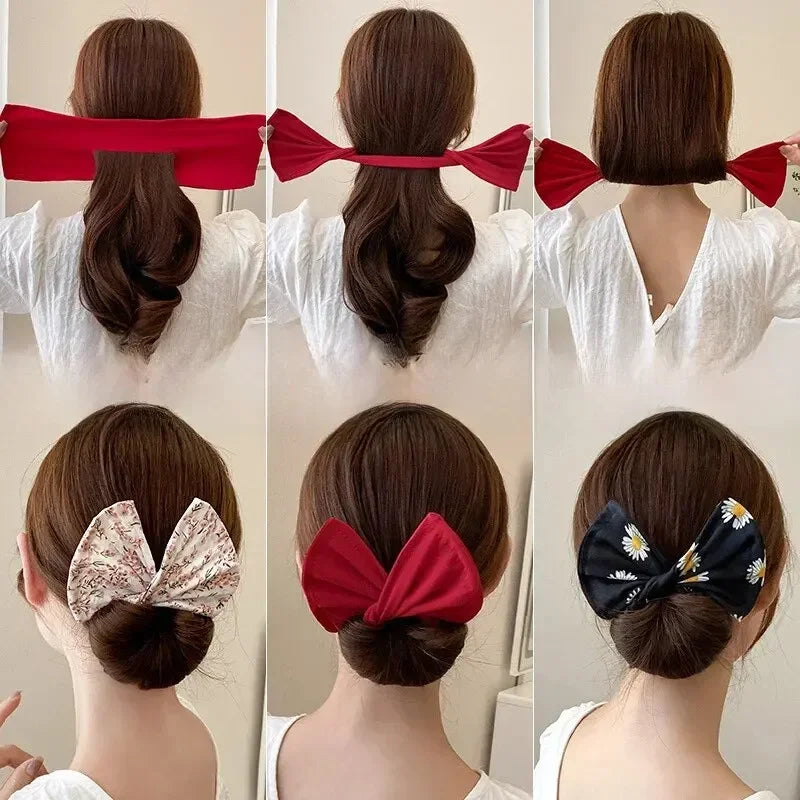 Women's Bow-shaped Hairpin Device Sweet and Lovely Hairpin Fast Hair Bun Hair Styling Tools Braid Hair Accessories