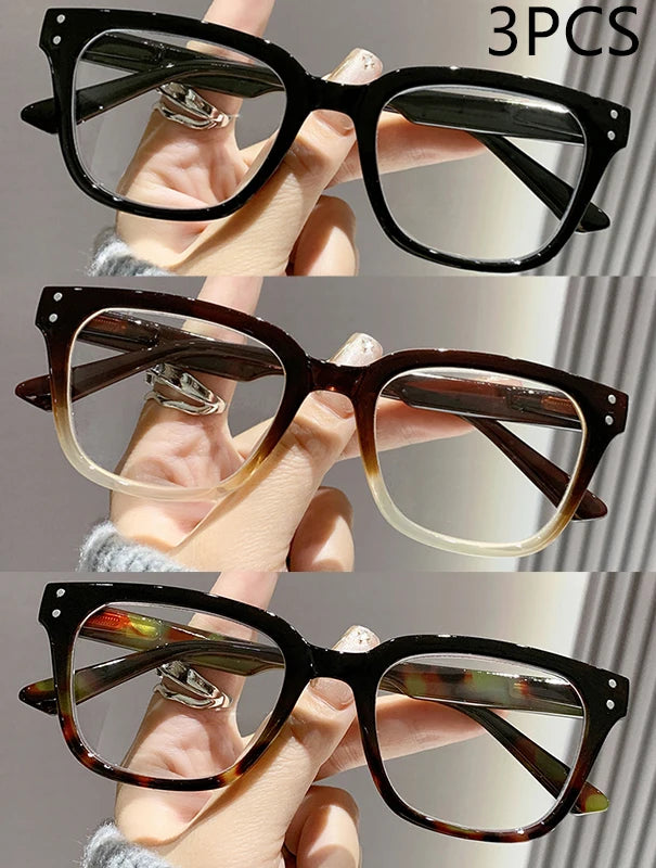 2/3PCS New Trendy Reading Glasses High-end Simple Square Frame Ultra-light Reading Glasses For Men And Women 2328