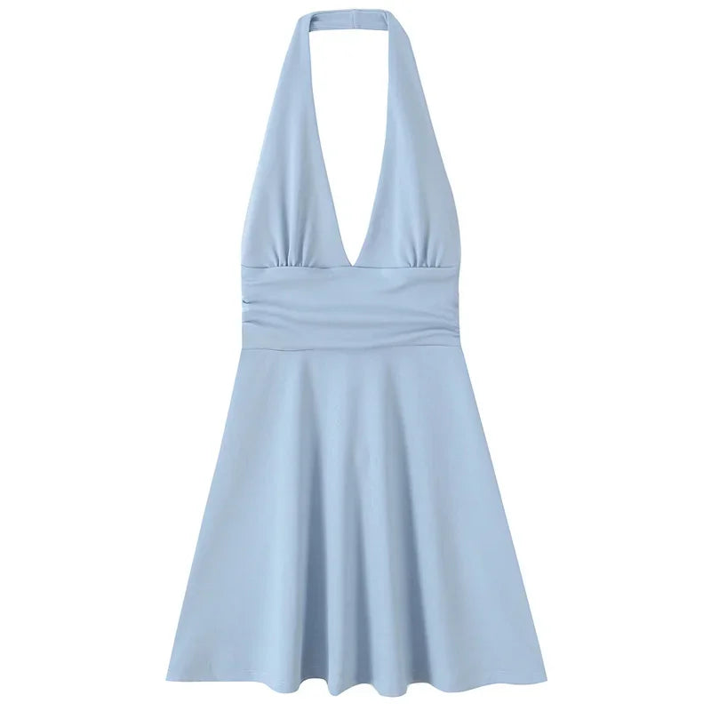 MUJER 2025 Halter Short Dresses for Women White Black Backless Womens Dresses Summer Party Mini Dress Women Beach Women's Dress
