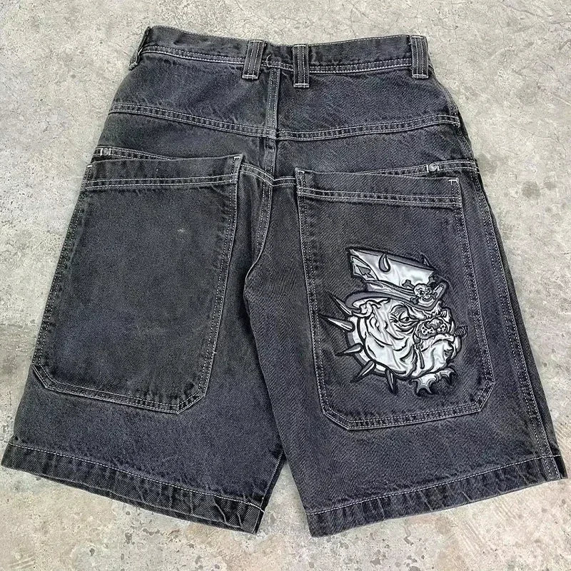 Y2K Baggy Shorts vintage American Streetwear printing Denim Shorts 2000s Hip Hop Men Women Casual Basketball Shorts Streetwear