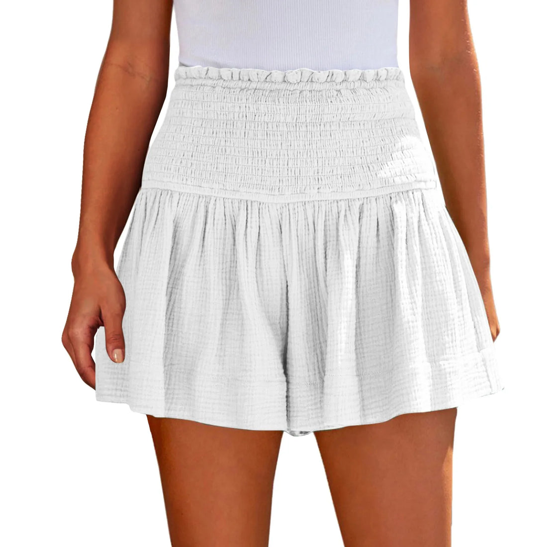 Women Shorts Ladies Casual Solid Color Breathable Fashion Wide Leg Shorts For Women Summer Female Pleated Shorts