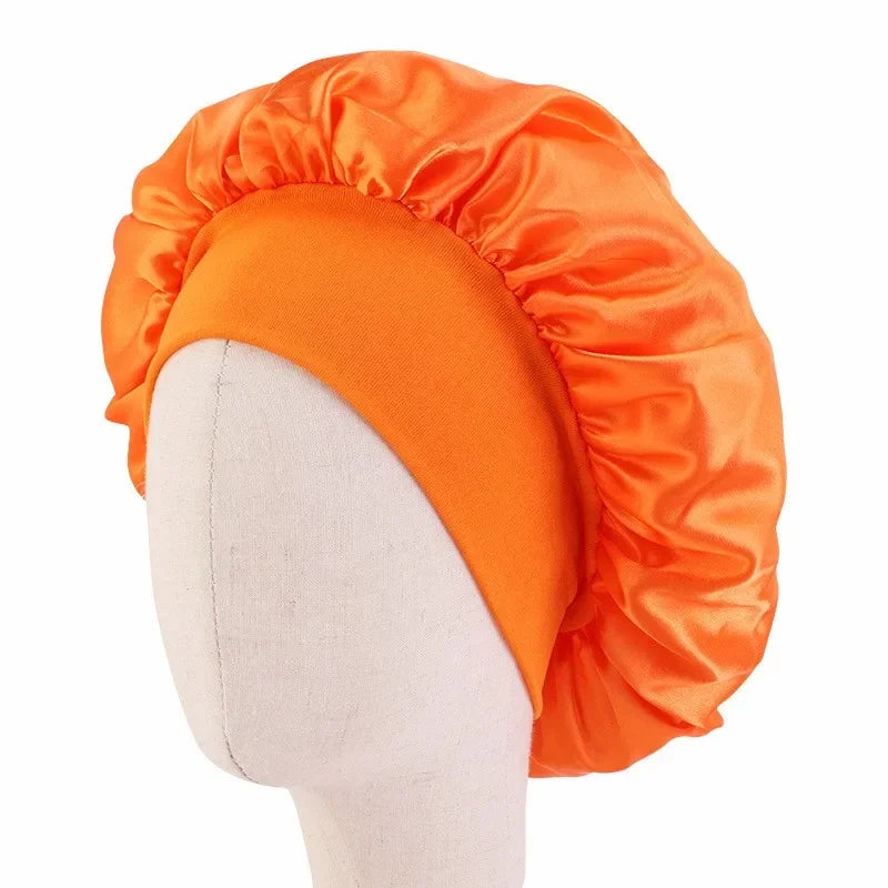 Baby Kids Satin Wide Band Sleeping Hat Night Cap Hair Care Beanie Turban Bonnet Children Girls Head wrap Scarf Bandana Headwear