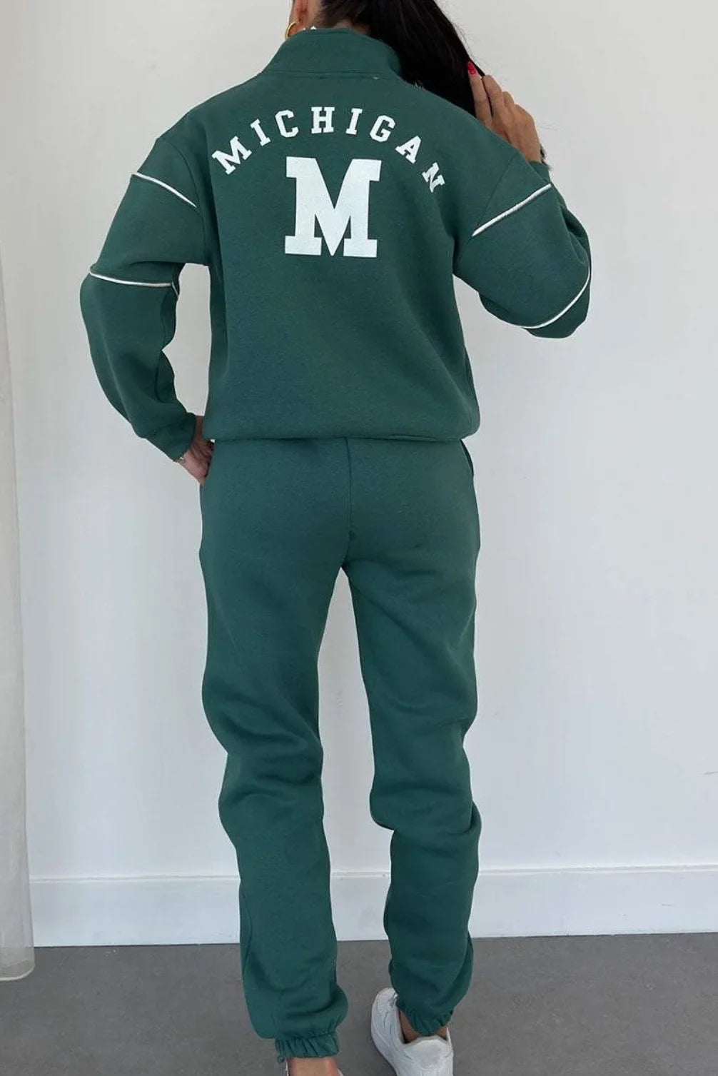 Spring Women Suits White Long Sleeve Letter Sweatshirt Drawstring Long Pants Set Female Fashion Casual Loose Suits Ladies