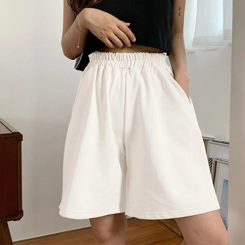Elastic Waist Korean Style Short High Waist Pants Fitness Running Shorts Women Summer Harajuku Loose Casual Large Sports Shorts