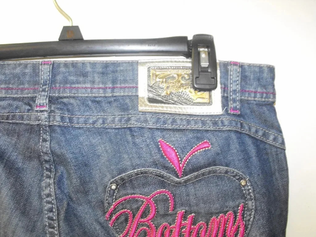 American Apple Jeans Y2K Women Clothes Harajuku Gothic Hip Hop Letter Pocket Embroidery Baggy Jeans High Waist Slim Fit Trousers