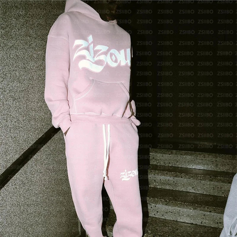 2024 new Hoodie  letter print Gothic punk streetwear men's hoodie Sweatshirt pullover long sleeved super big ZIP up hoodie Y2K