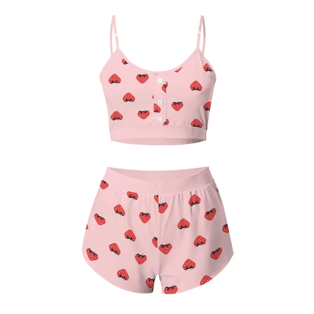 2025 New Women Sleepwear Lips Butterfly Print Home Suspended Pajamas Set Vest Bra Top Short Nightwear Lingerie Women's Nightgown