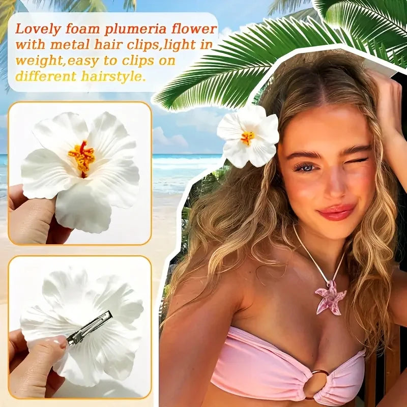 6PCS/3PCS Hawaiian-style Hibiscus Hair Clips Artificial Flower Headwear Suitable for Seaside Vacations Party Decorations