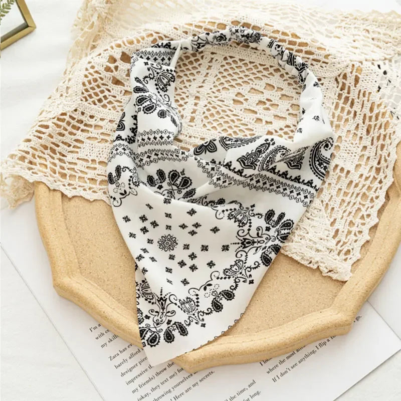 Floral Print Hair Scarf Bohemia Bandana Elastic Hair Band Triangle Scarf Kerchief Women Girl Hair Accessories Headscarf