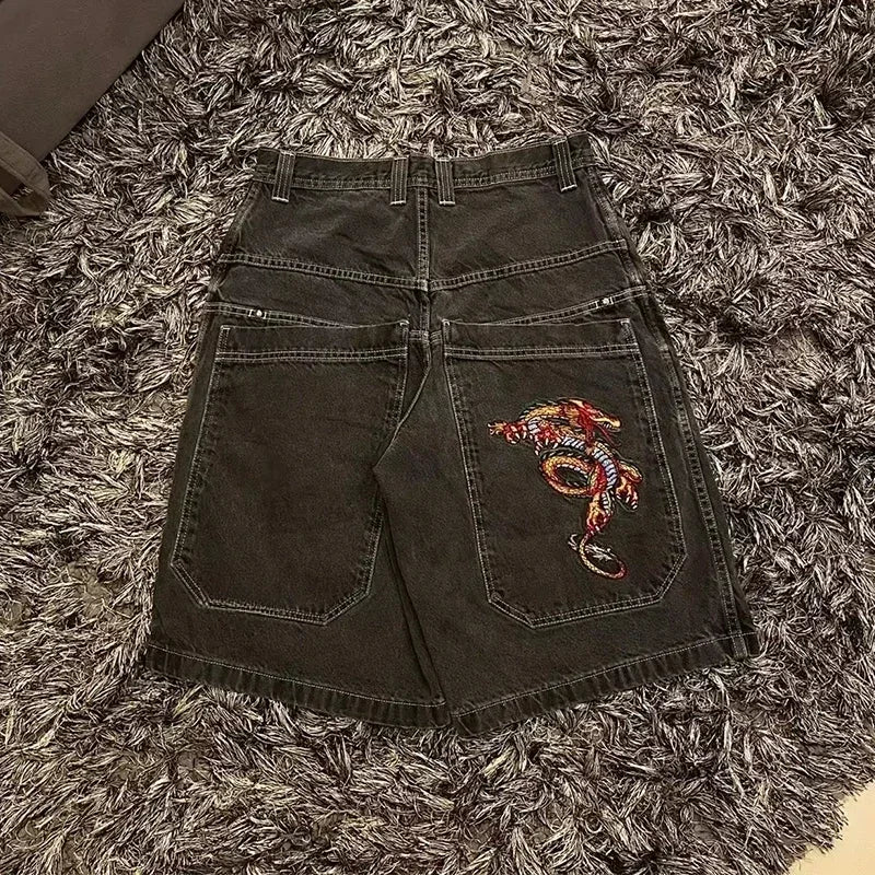 Y2K Baggy Shorts vintage American Streetwear printing Denim Shorts 2000s Hip Hop Men Women Casual Basketball Shorts Streetwear