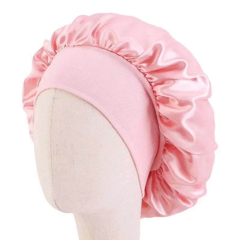 Baby Kids Satin Wide Band Sleeping Hat Night Cap Hair Care Beanie Turban Bonnet Children Girls Head wrap Scarf Bandana Headwear