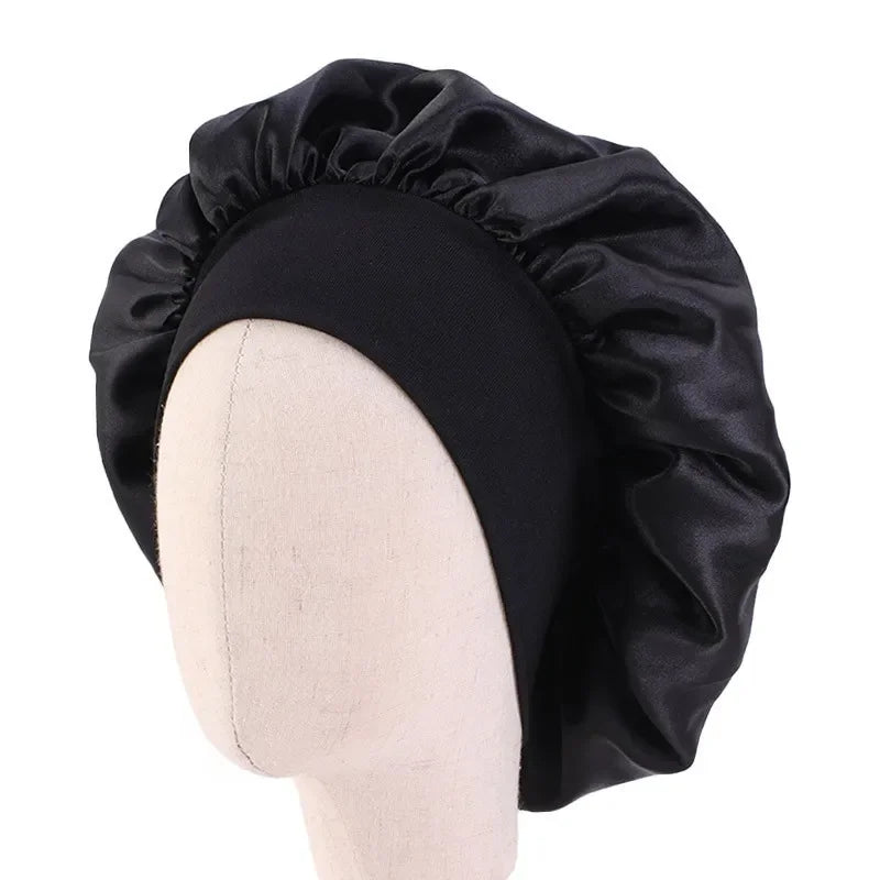 Baby Kids Satin Wide Band Sleeping Hat Night Cap Hair Care Beanie Turban Bonnet Children Girls Head wrap Scarf Bandana Headwear