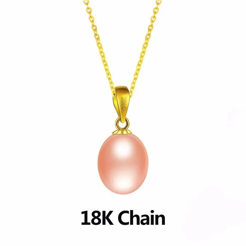 Dainashi Real Pure 18K Gold Jewelry Necklace&Pendant,Natural Freshwater Pearl Women Pendant,Fine Jewelry With Gift Box For Lover