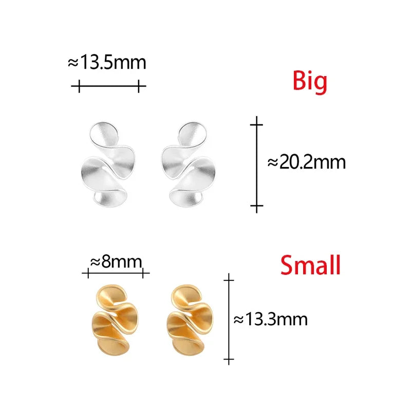 Real 925 Sterling Silver 18K Gold Twisted Flower Stud Earring for Women Minimalist Personality Fine Jewelry Trendy Accessory