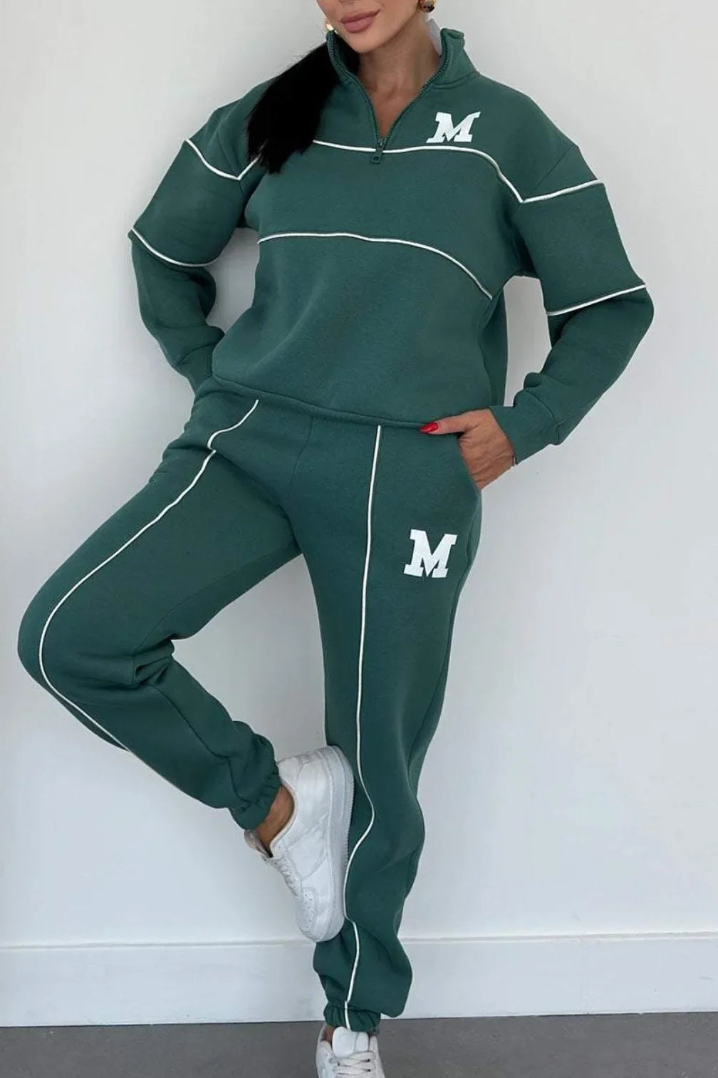 Spring Women Suits White Long Sleeve Letter Sweatshirt Drawstring Long Pants Set Female Fashion Casual Loose Suits Ladies