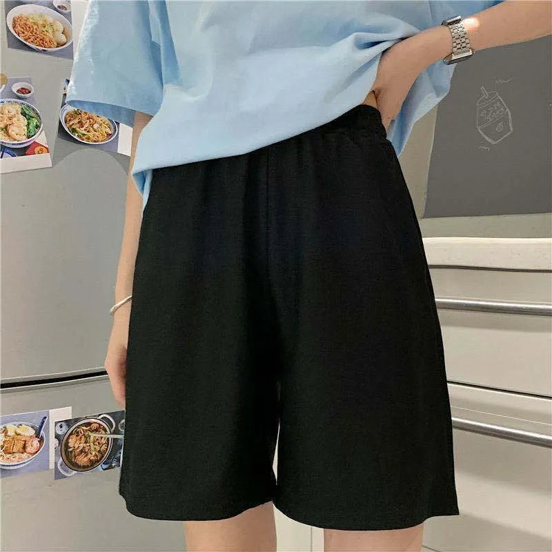 Elastic Waist Korean Style Short High Waist Pants Fitness Running Shorts Women Summer Harajuku Loose Casual Large Sports Shorts