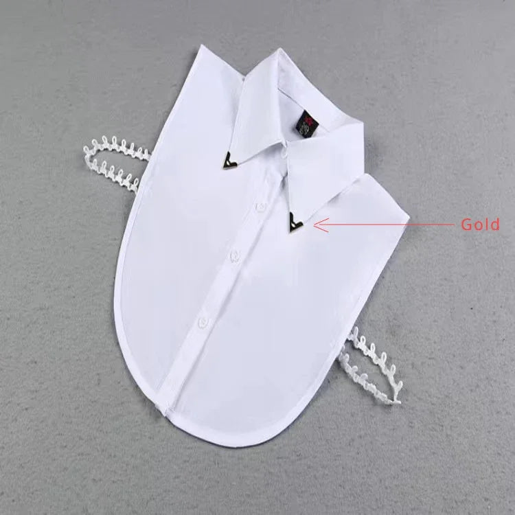 1Pcs Women Solid Color Shirt Cotton Lace Collars White & Black Blouse Spring Summer Vintage Detachable Clothes Shirt