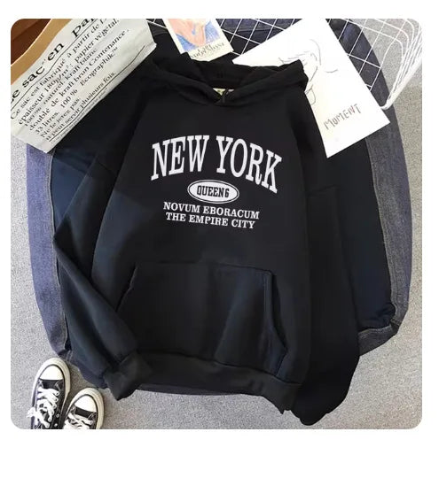 Brooklyn Letter Printed Hoodie Fashion Women Sweatshirt Warm Full Sleeve Hoodies Ladies Streetwear Winter Harajuku Tops Clothes