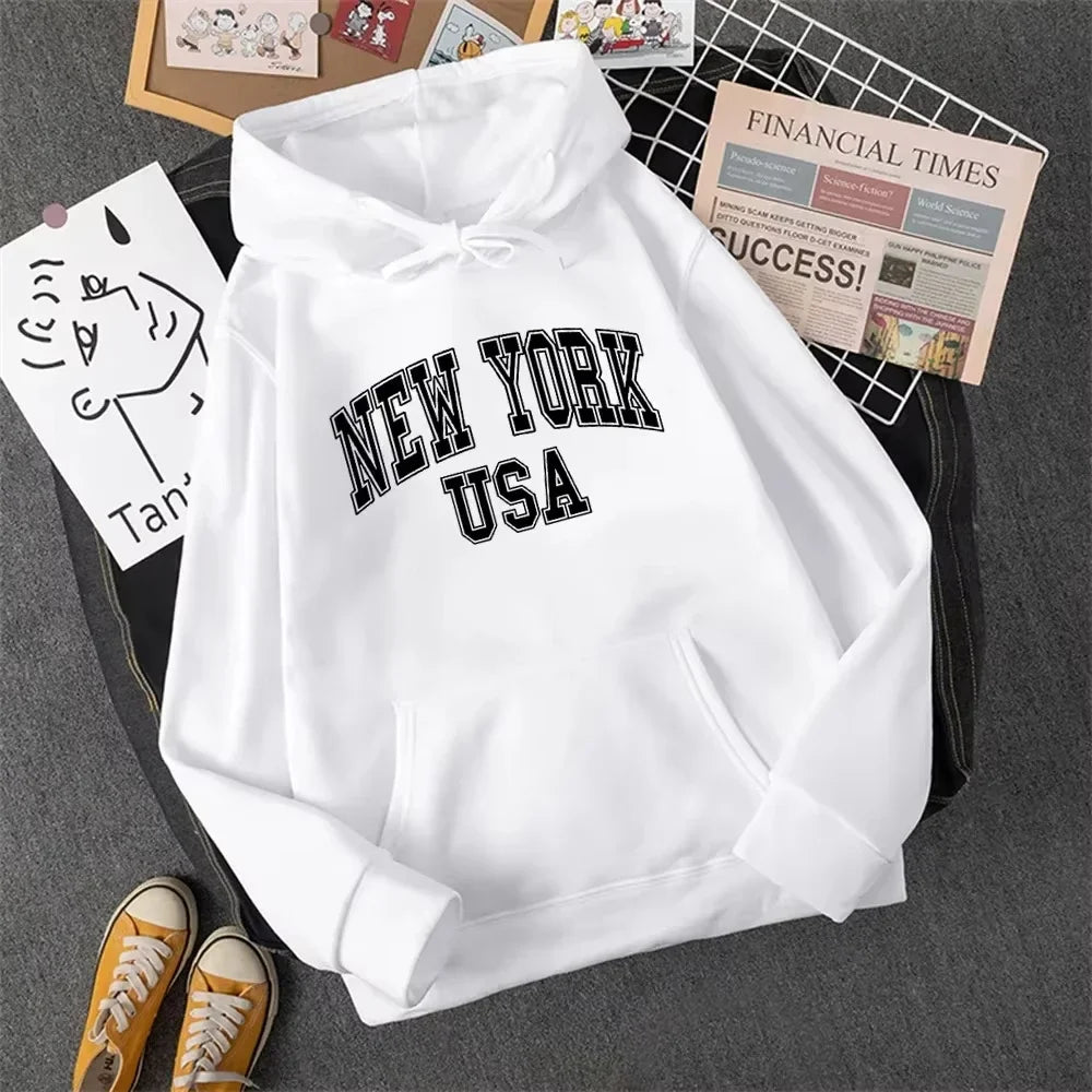 Brooklyn Letter Printed Hoodie Fashion Women Sweatshirt Warm Full Sleeve Hoodies Ladies Streetwear Winter Harajuku Tops Clothes