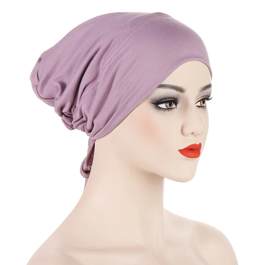 Double Layer Satin Hijab Cap for Women, Islam Undercap with Tie Bonnet, Instant Hijabs, Turkish Scarves, Muslim Turban, Bandana