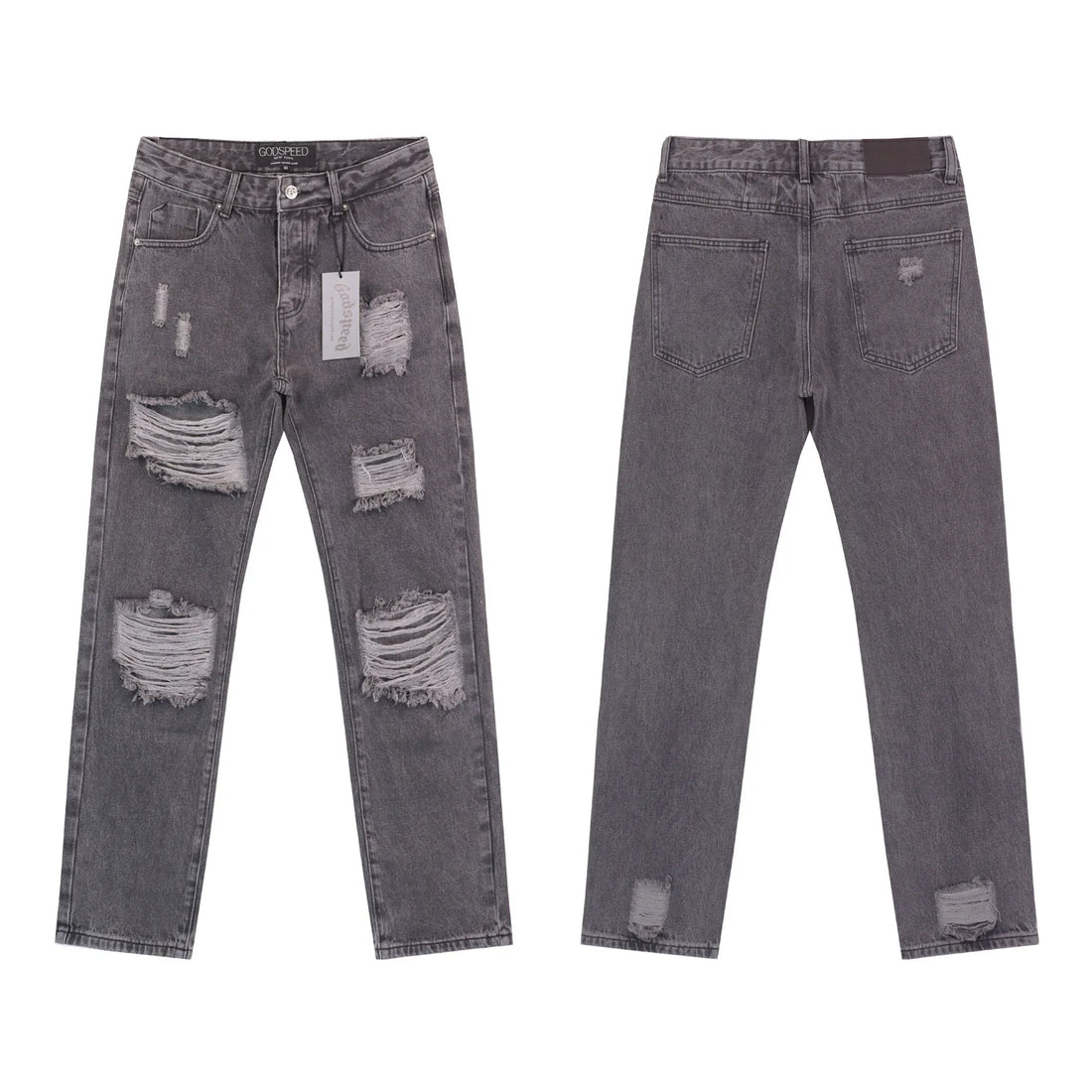2025 new Godspeed denim pants loose ripped jeans ins retro trend straight leg pants wide leg pants