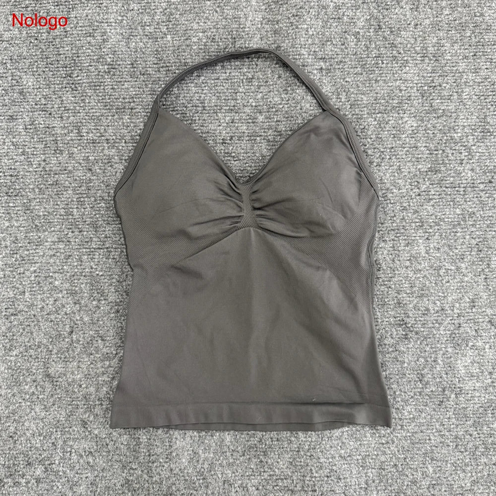 Impact Longline Strappy Top Women Seamless Yoga Tank Tops Ruched Backless Gym Clothes Workout Sleeveless Shirts With Buit In Bra