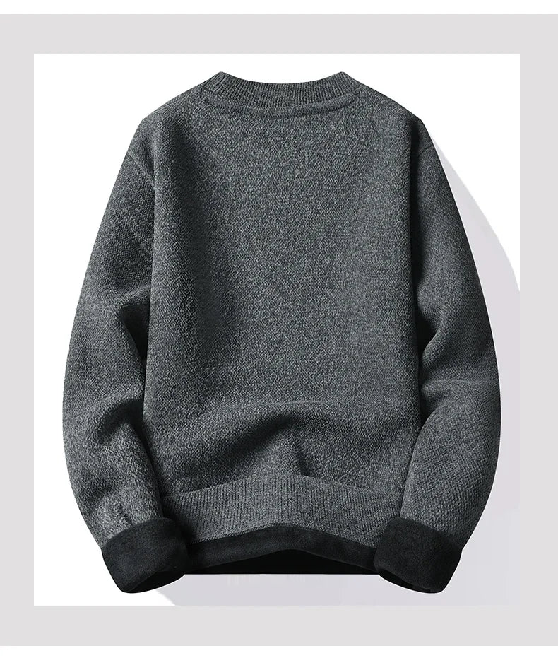 Autumn Winter Fashion Sweater Men's Round Neck Pullovers Fleece Thick Warm Jumpers Pattern Patchworked Men's Clothes