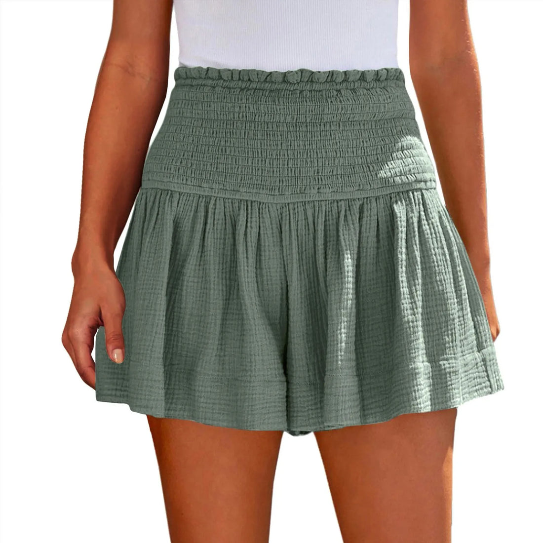 Women Shorts Ladies Casual Solid Color Breathable Fashion Wide Leg Shorts For Women Summer Female Pleated Shorts