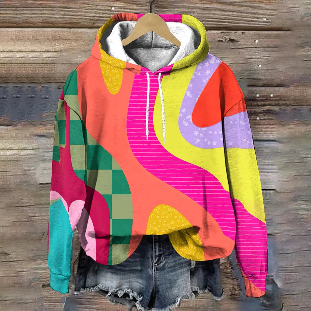 Autumn Colorful Stripes 3D Print Hoodies Women Hooded Sweatshirts Streetwear Y2K Pullover Harajuku Tracksuits Female Clothing
