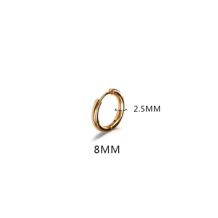 LATS 2024 New Simple Stainless Steel Small Hoop Earrings for Women Men 8mm To 20mm Round Cartilage Ear Piercing Fashion Jewelry