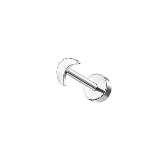 Bobisty 1pc 16G Cartilage Stud Earrings for Women Stainless Steel Small Opal Earring Studs Lip Bar Nose Ear Piercing Jewellery