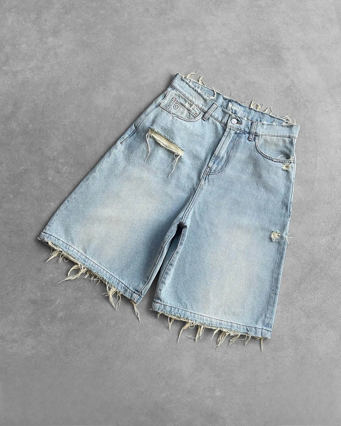 Reaven High Quality Black Punk Washed Denim Shorts Mens Summer Hip Hop Ripped Hole Raw Edge Jorts Y2k Retro Street Jean Shorts