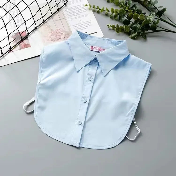 1Pcs Women Solid Color Shirt Cotton Lace Collars White & Black Blouse Spring Summer Vintage Detachable Clothes Shirt