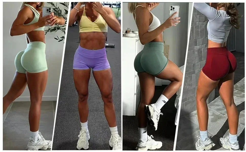 Alp Summer Gym Shorts  Impact Shorts Ribbed Band Dyfne Yoga Shorts Seamless Scrunch Bum Workout Booty Stretch Running Fitness