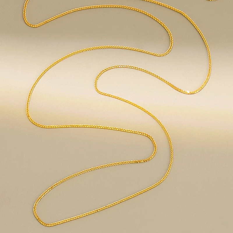 Real 18K Gold Women's Necklace AU750 Chopin Chain Choker Festival Great Gift New Fashion Simple Style Fine Jewelry