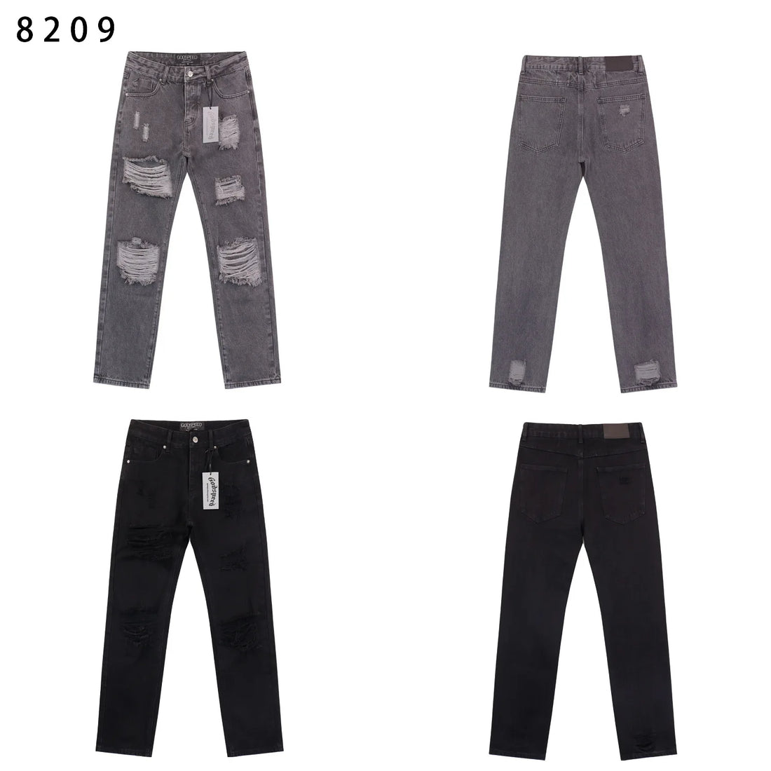 2025 new Godspeed denim pants loose ripped jeans ins retro trend straight leg pants wide leg pants